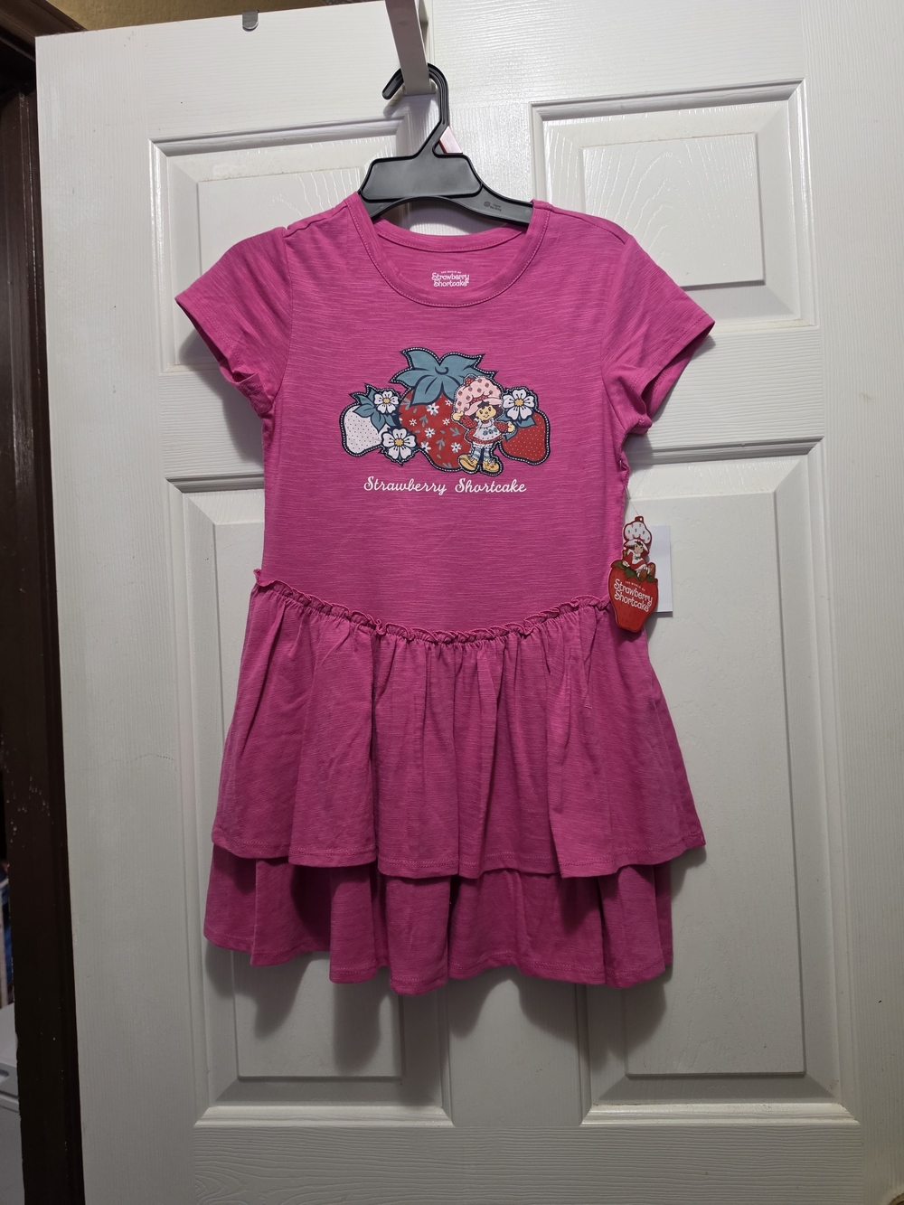 Strawberry Shortcake Pink Tiered Casual Girls Dress